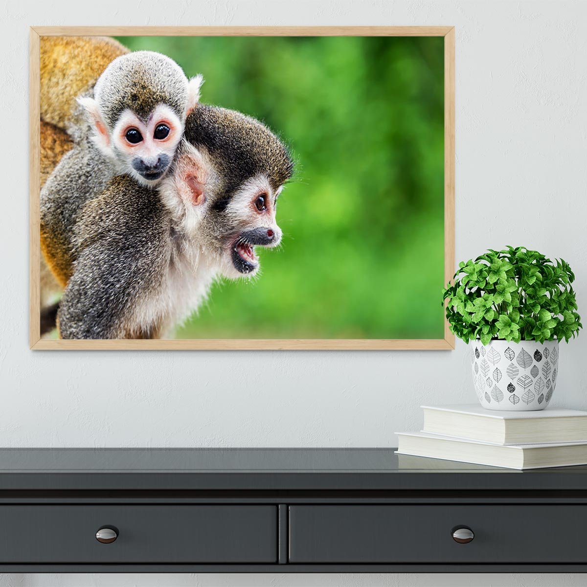 Two squirrel monkeys Framed Print - Canvas Art Rocks - 4