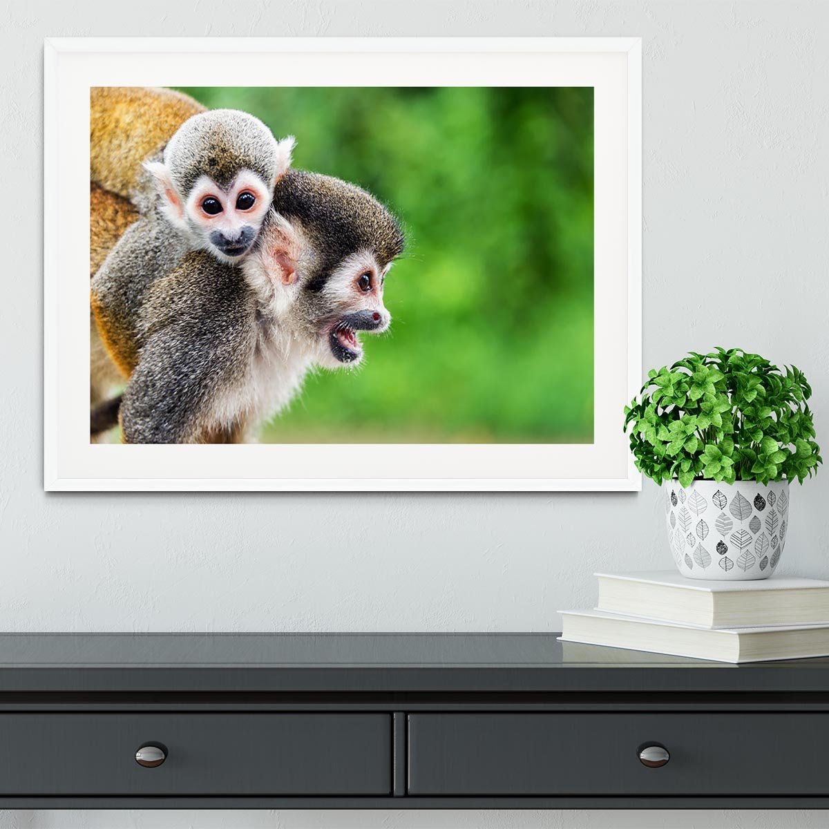 Two squirrel monkeys Framed Print - Canvas Art Rocks - 5