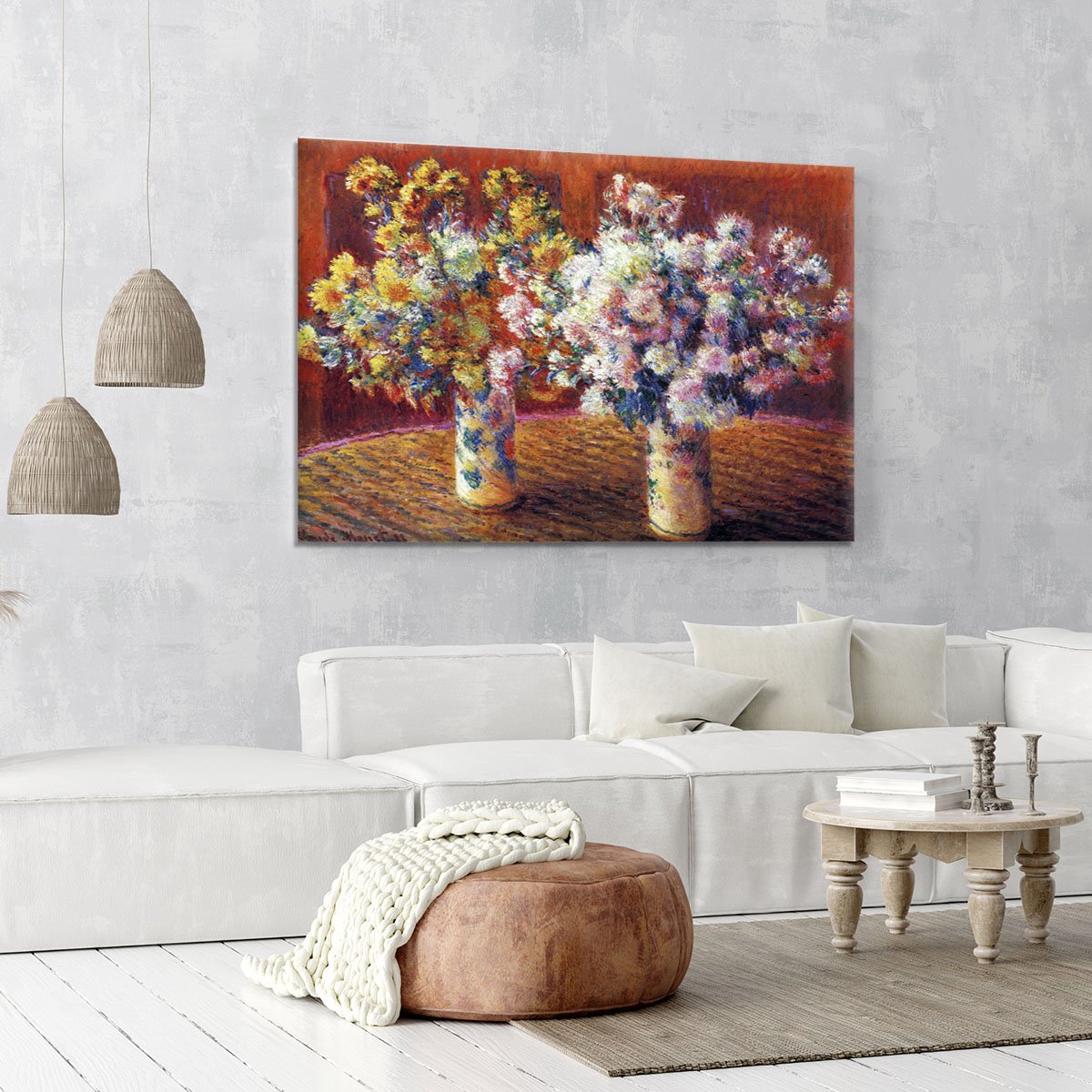Two vases with Chrysanthemums by Monet Canvas Print or Poster