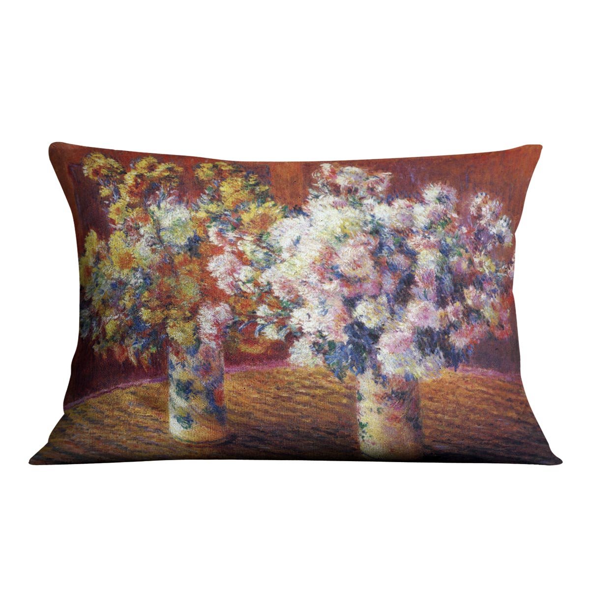 Two vases with Chrysanthemums by Monet Throw Pillow