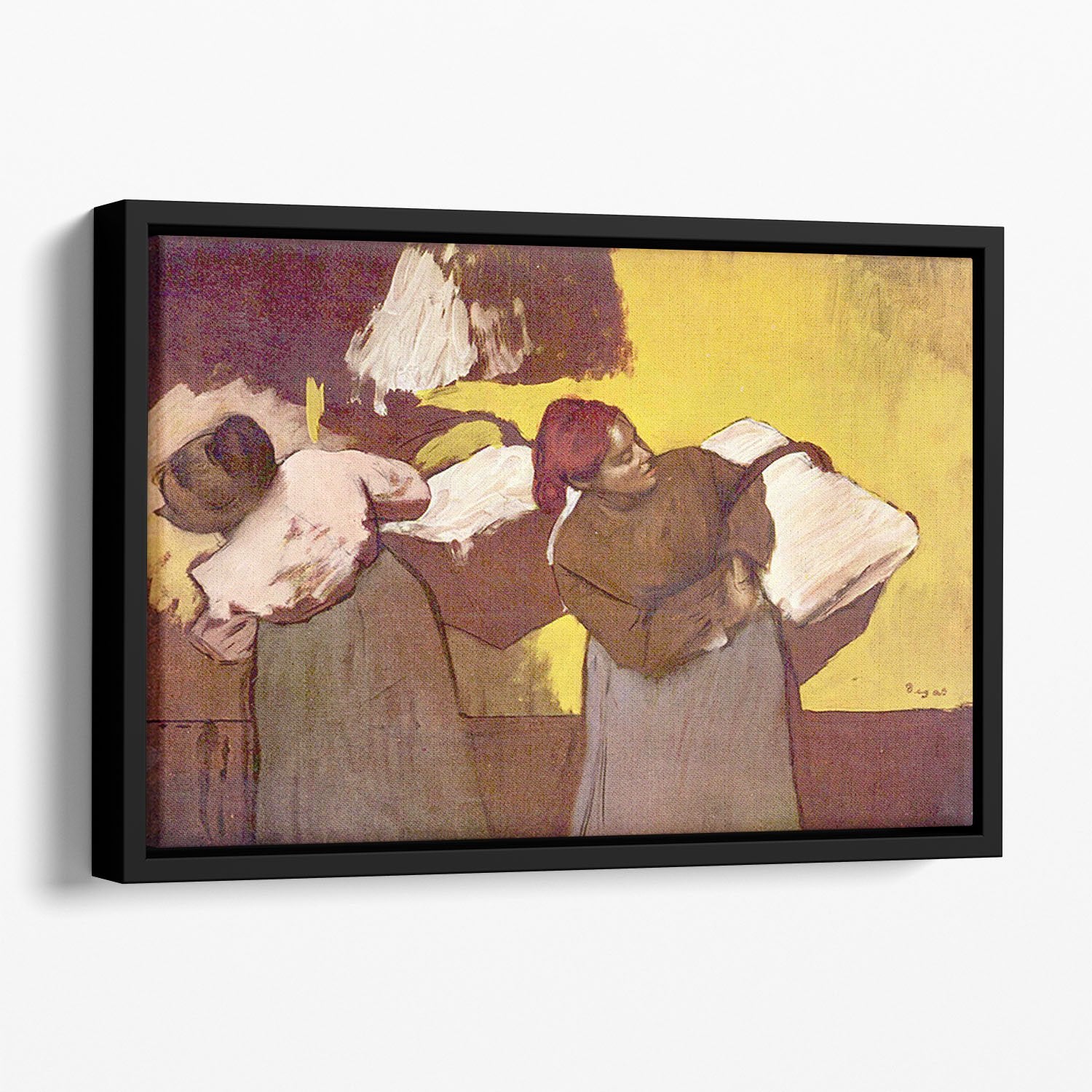 Two washer women by Degas Floating Framed Canvas