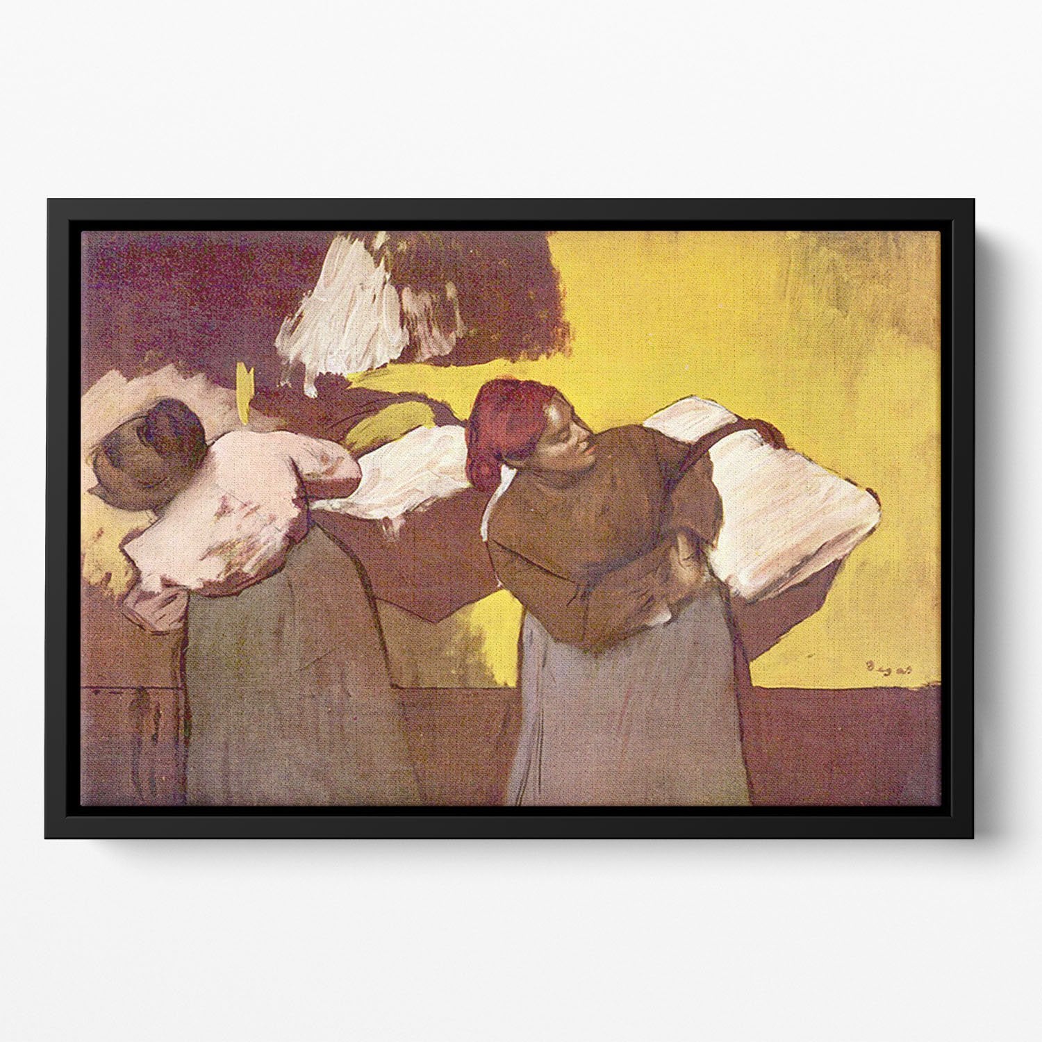 Two washer women by Degas Floating Framed Canvas