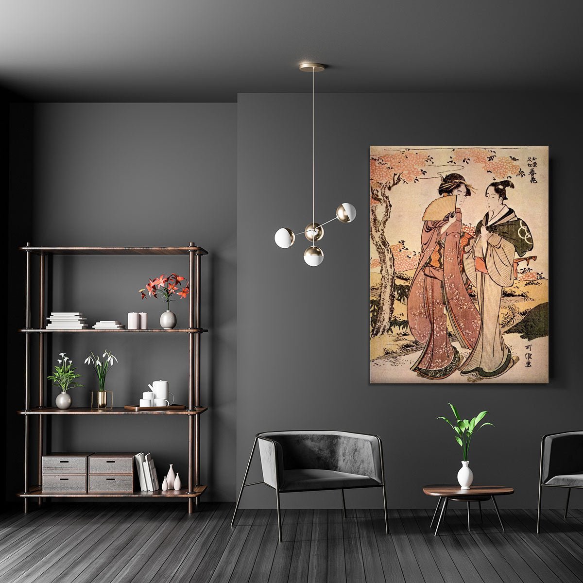 Two women by Hokusai Canvas Print or Poster