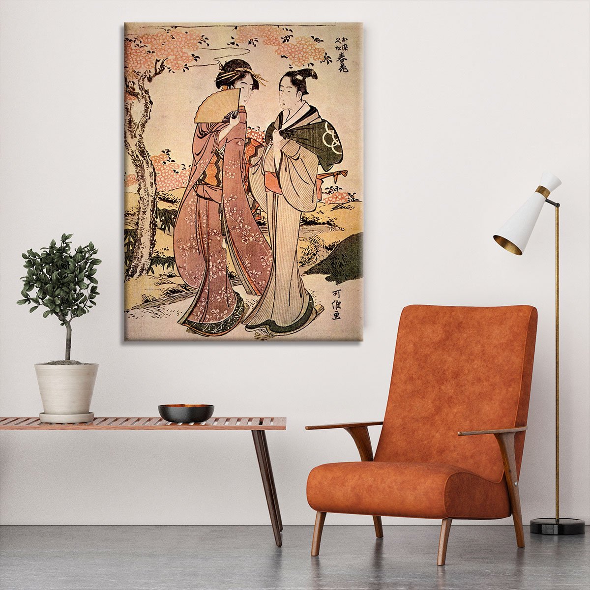 Two women by Hokusai Canvas Print or Poster