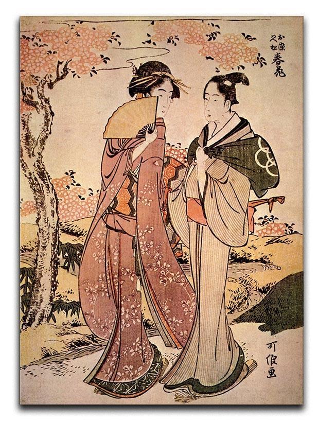 Two women by Hokusai Canvas Print or Poster  - Canvas Art Rocks - 1