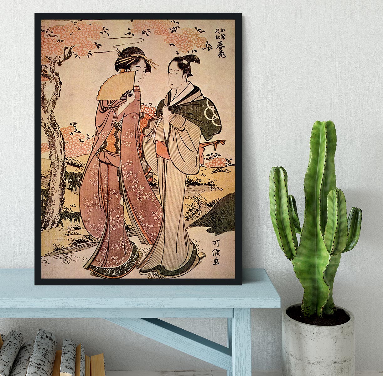 Two women by Hokusai Framed Print - Canvas Art Rocks - 2