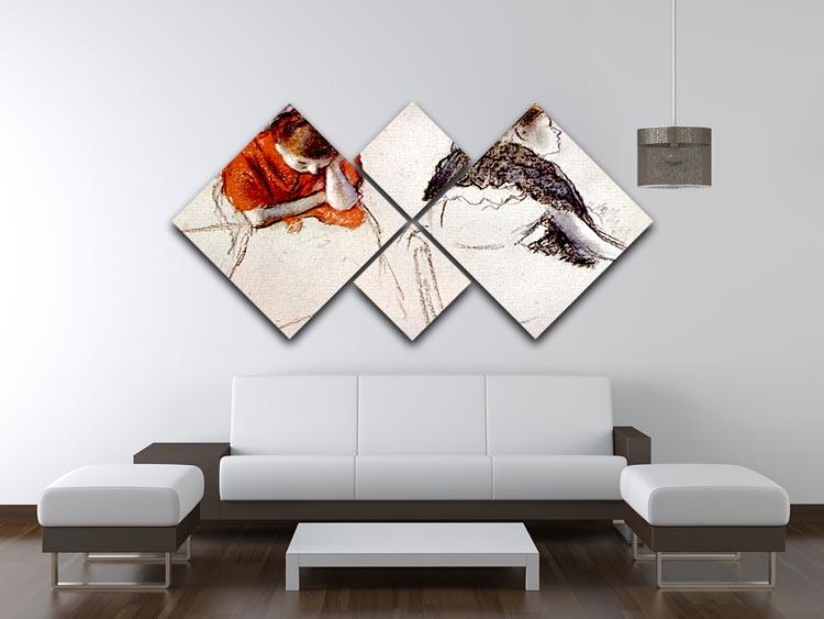 Two women seated by Degas 4 Square Multi Panel Canvas - Canvas Art Rocks - 3