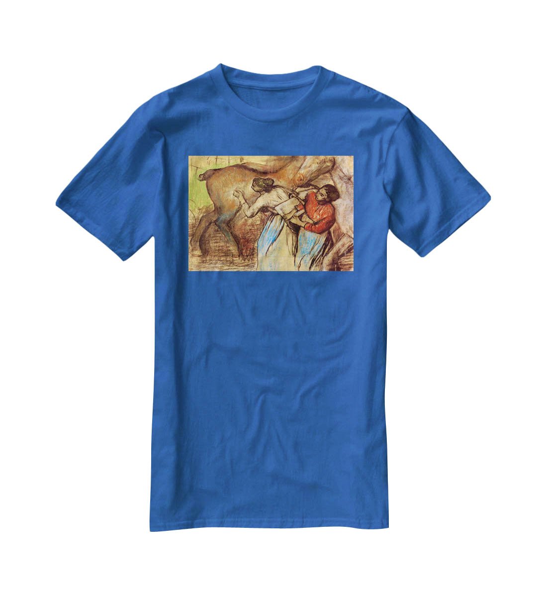 Two women washing horses by Degas T-Shirt - Canvas Art Rocks - 2