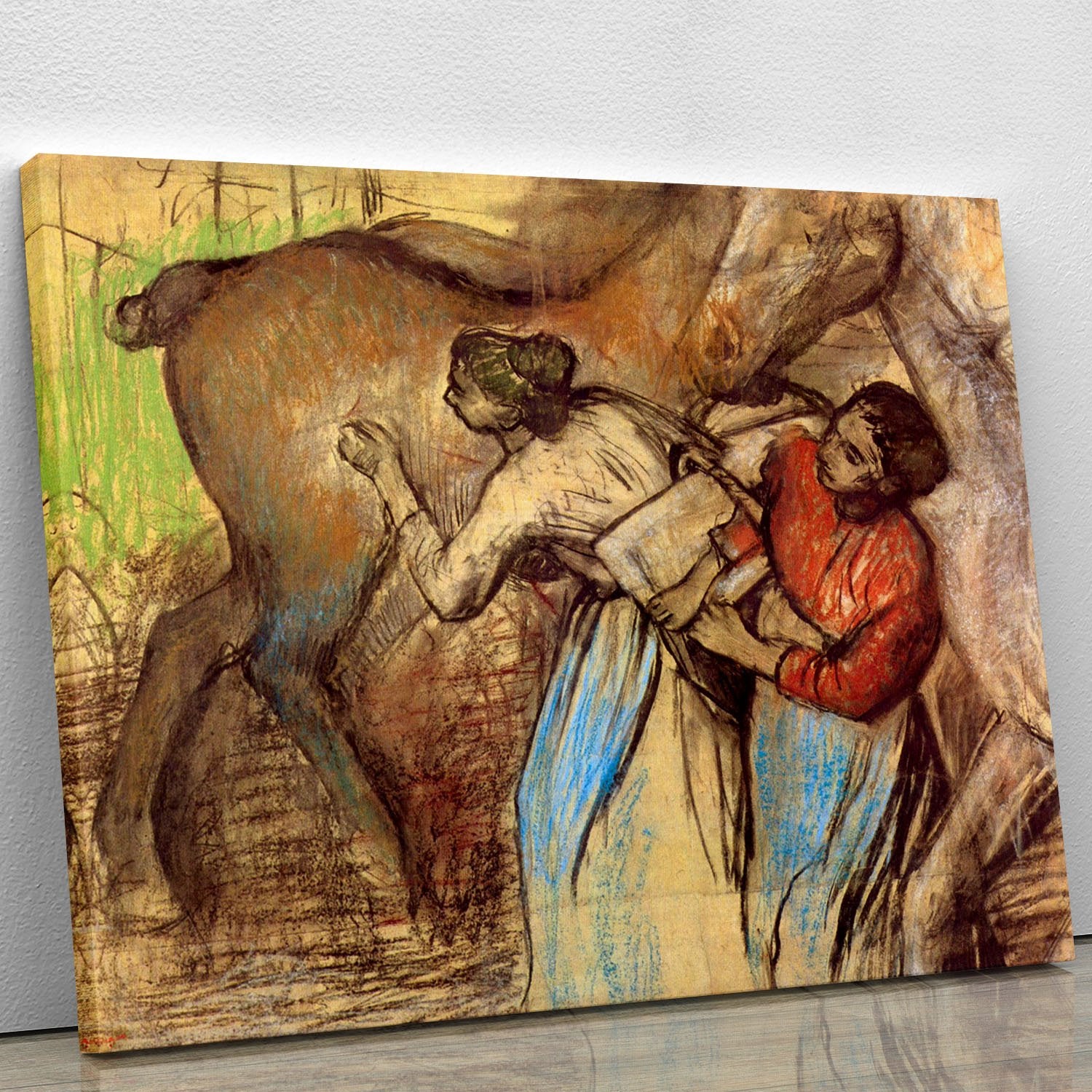 Two women washing horses by Degas Canvas Print or Poster