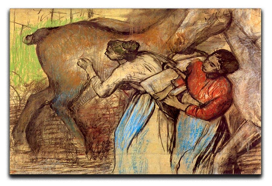 Two women washing horses by Degas Canvas Print or Poster - Canvas Art Rocks - 1