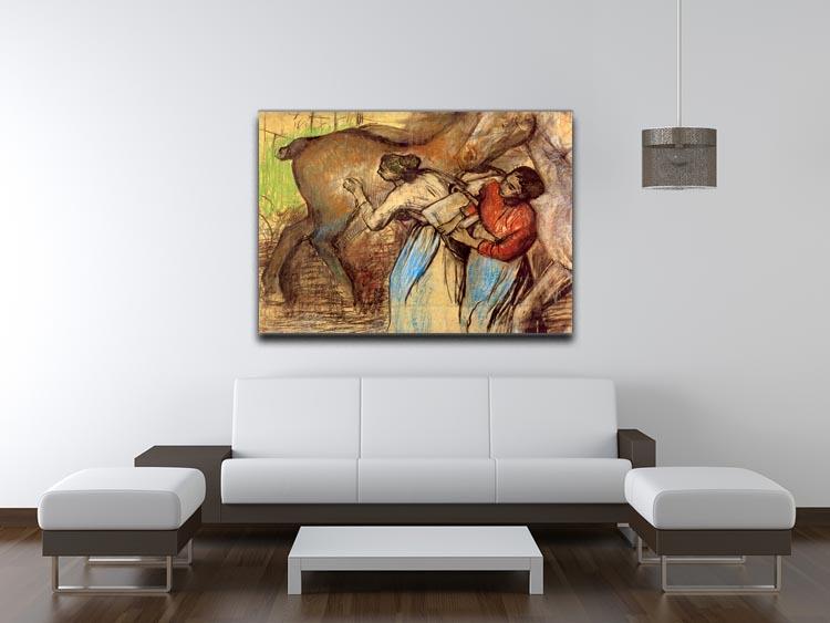 Two women washing horses by Degas Canvas Print or Poster - Canvas Art Rocks - 4