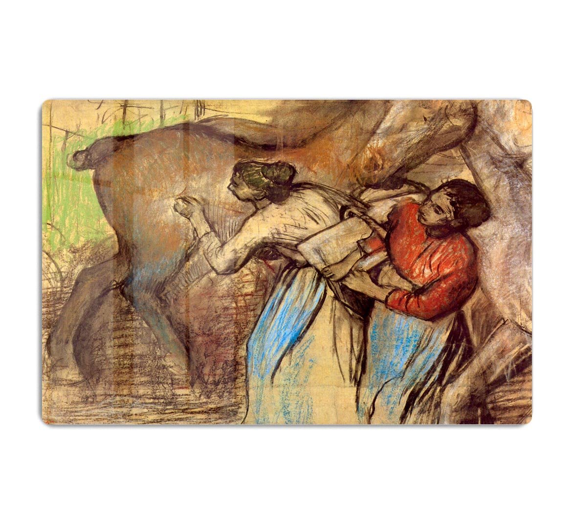 Two women washing horses by Degas HD Metal Print - Canvas Art Rocks - 1