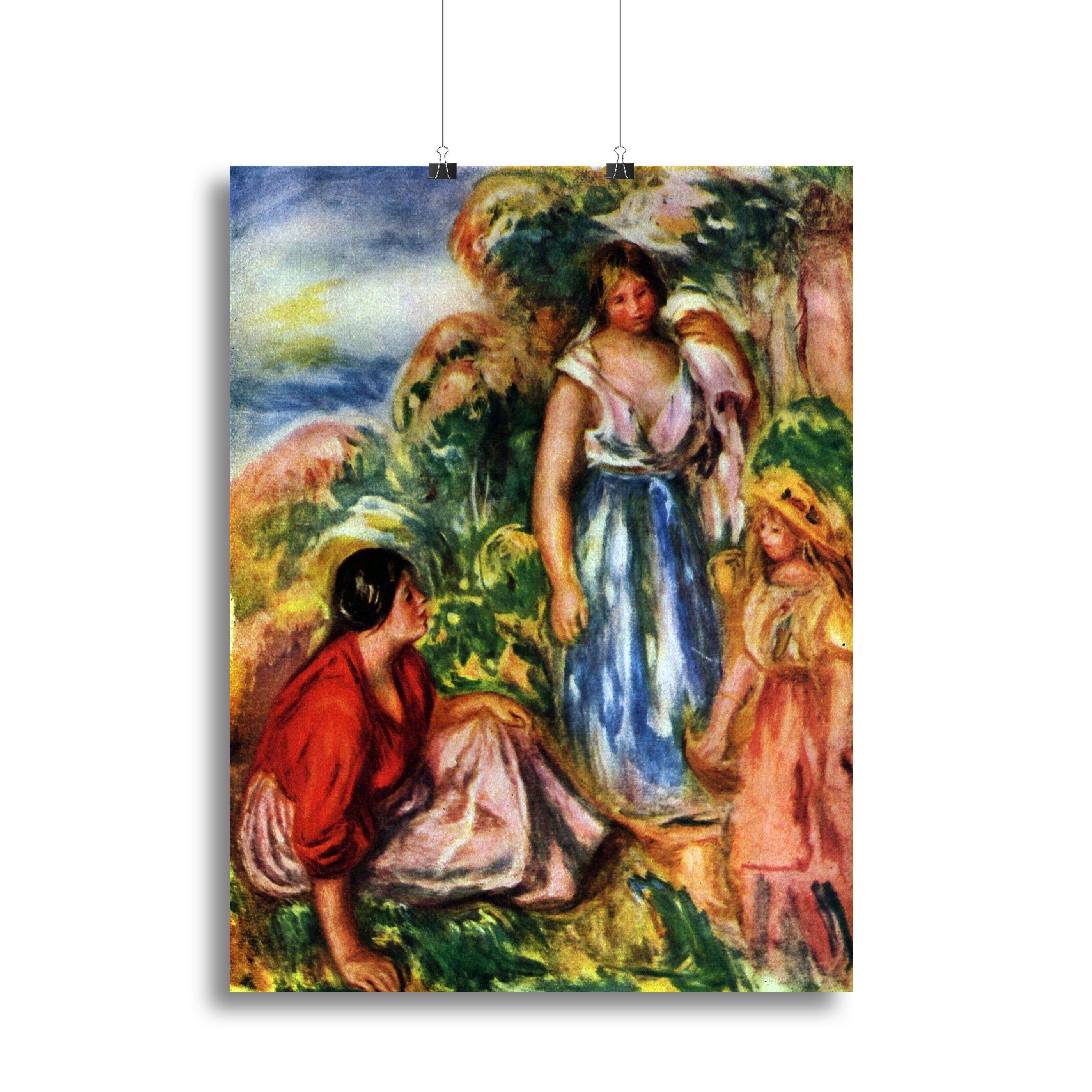 Two women with young girls in a landscape by Renoir Canvas Print or Poster