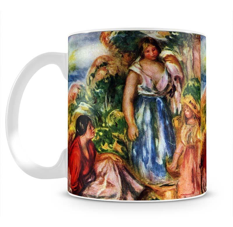 Two women with young girls in a landscape by Renoir Mug - Canvas Art Rocks - 2