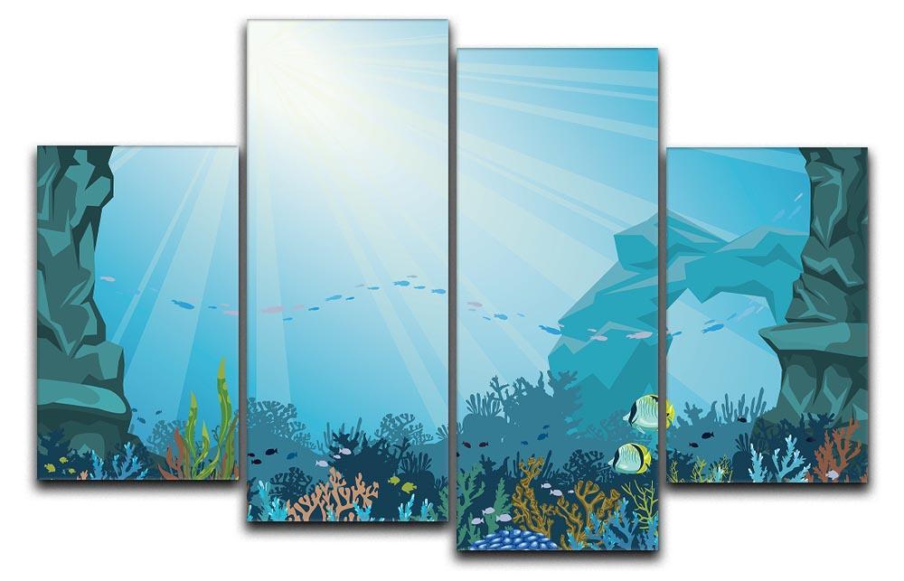 Underwater arch on a blue sea 4 Split Panel Canvas  - Canvas Art Rocks - 1