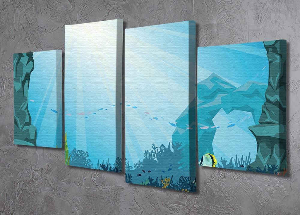 Underwater arch on a blue sea 4 Split Panel Canvas  - Canvas Art Rocks - 2