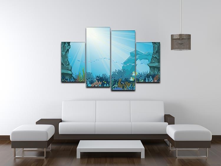 Underwater arch on a blue sea 4 Split Panel Canvas  - Canvas Art Rocks - 3
