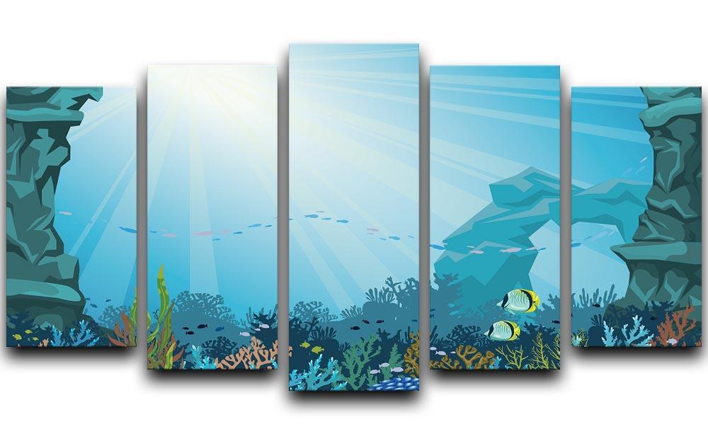 Underwater arch on a blue sea 5 Split Panel Canvas  - Canvas Art Rocks - 1