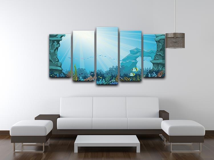 Underwater arch on a blue sea 5 Split Panel Canvas  - Canvas Art Rocks - 3