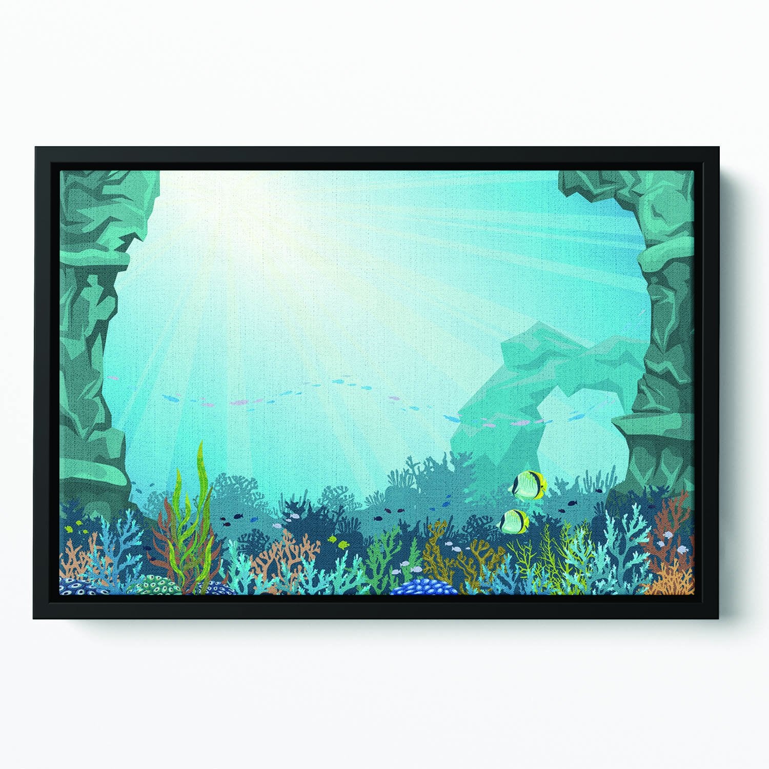 Underwater arch on a blue sea Floating Framed Canvas