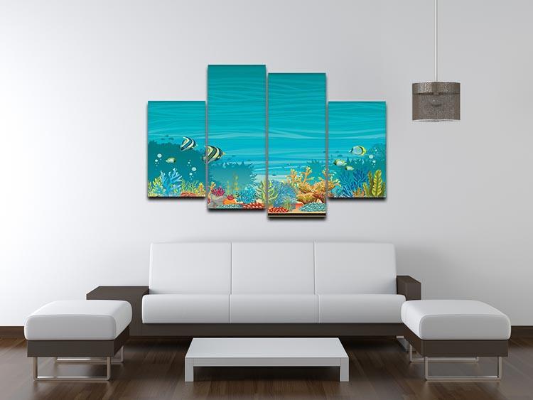 Underwater seascape 4 Split Panel Canvas  - Canvas Art Rocks - 3