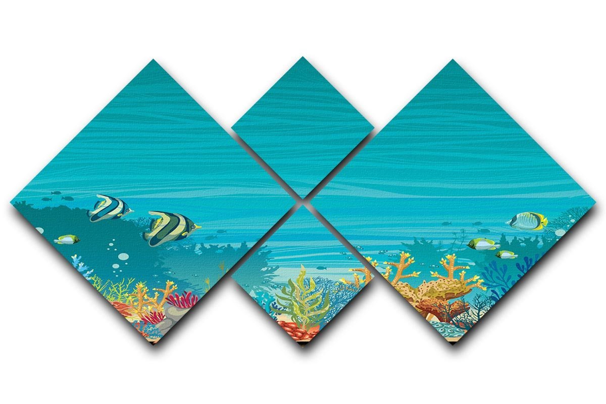 Underwater seascape 4 Square Multi Panel Canvas  - Canvas Art Rocks - 1