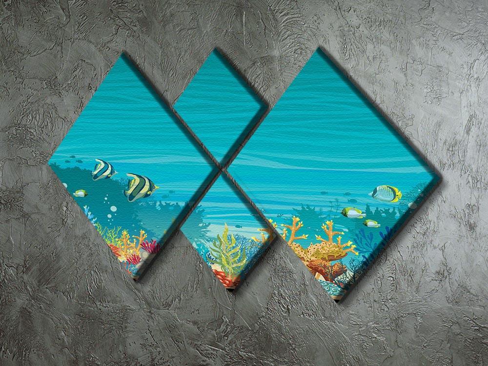 Underwater seascape 4 Square Multi Panel Canvas  - Canvas Art Rocks - 2