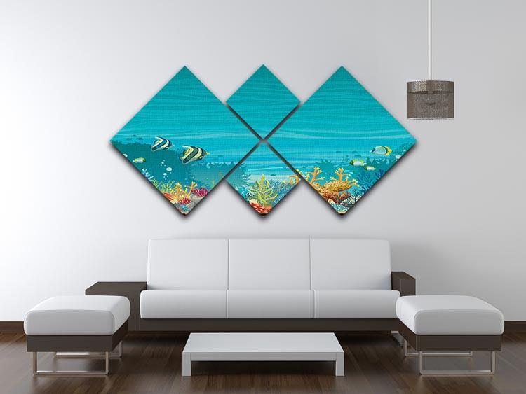 Underwater seascape 4 Square Multi Panel Canvas  - Canvas Art Rocks - 3