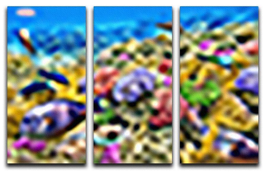 Underwater world with corals and tropical fish 3 Split Panel Canvas Print - Canvas Art Rocks - 1