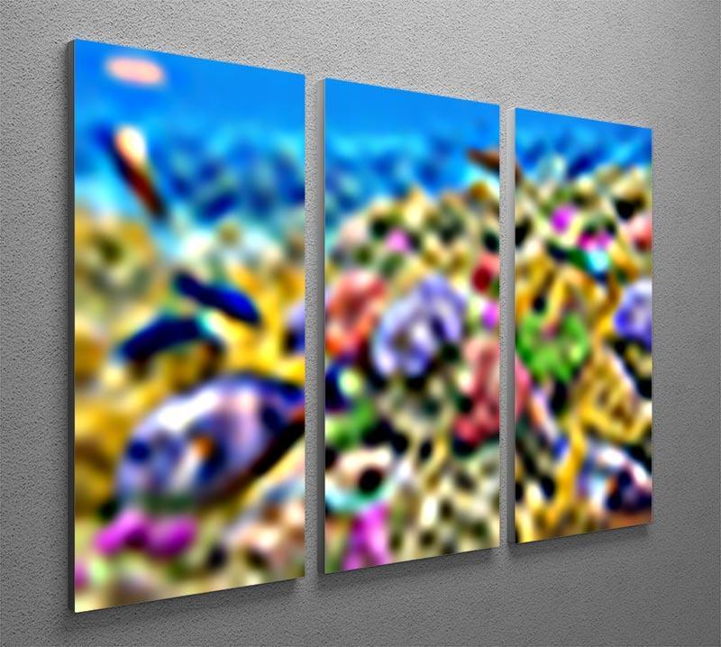 Underwater world with corals and tropical fish 3 Split Panel Canvas Print - Canvas Art Rocks - 2