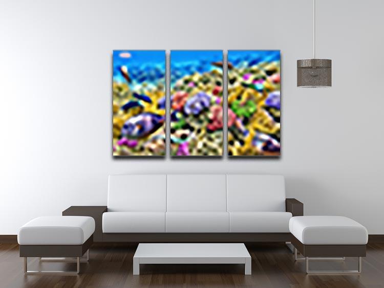 Underwater world with corals and tropical fish 3 Split Panel Canvas Print - Canvas Art Rocks - 3