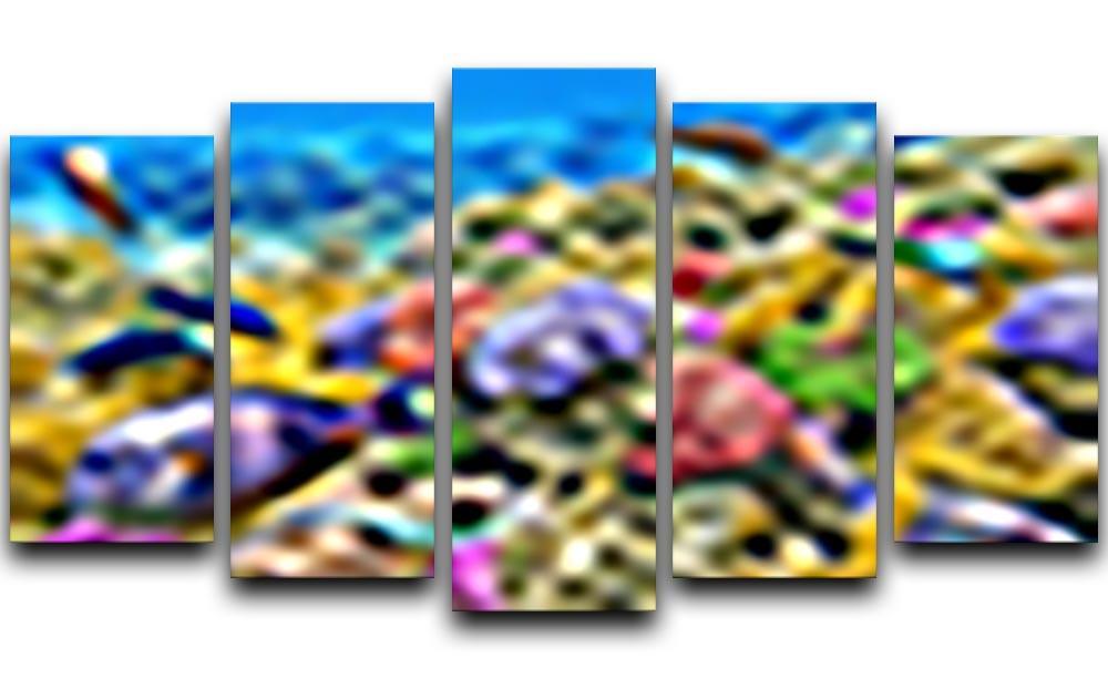 Underwater world with corals and tropical fish 5 Split Panel Canvas  - Canvas Art Rocks - 1
