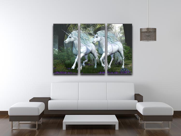 Unicorn Elm Forest 3 Split Panel Canvas Print - Canvas Art Rocks - 3