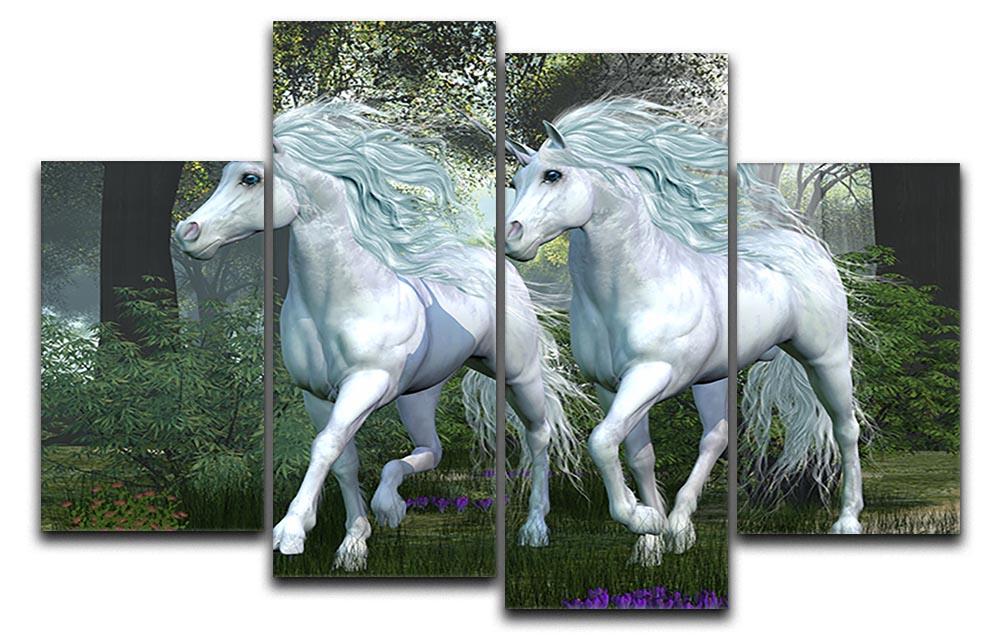Unicorn Elm Forest 4 Split Panel Canvas  - Canvas Art Rocks - 1