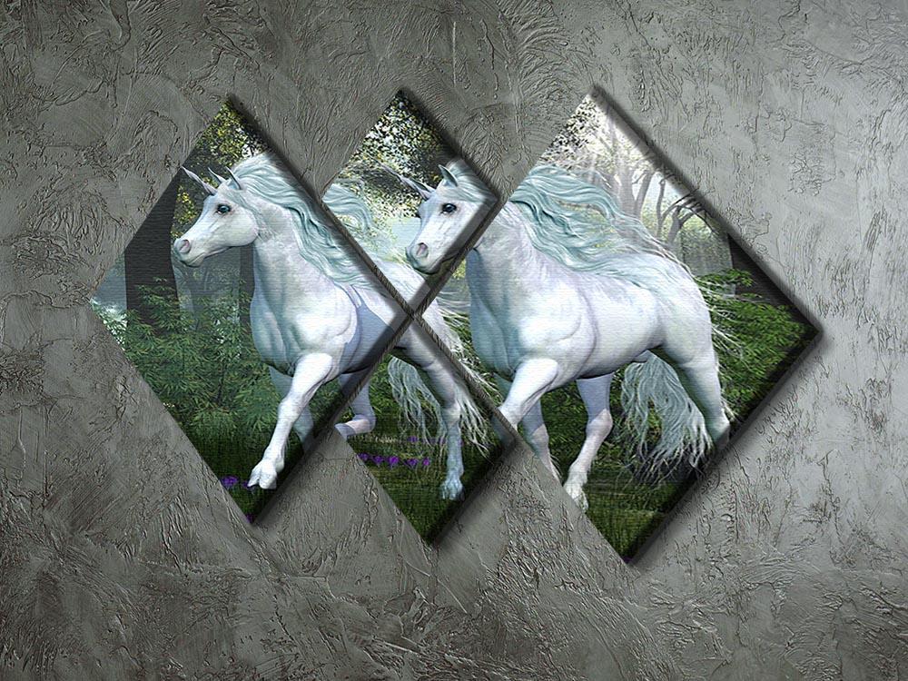 Unicorn Elm Forest 4 Square Multi Panel Canvas  - Canvas Art Rocks - 2