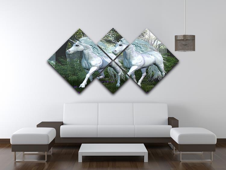 Unicorn Elm Forest 4 Square Multi Panel Canvas  - Canvas Art Rocks - 3