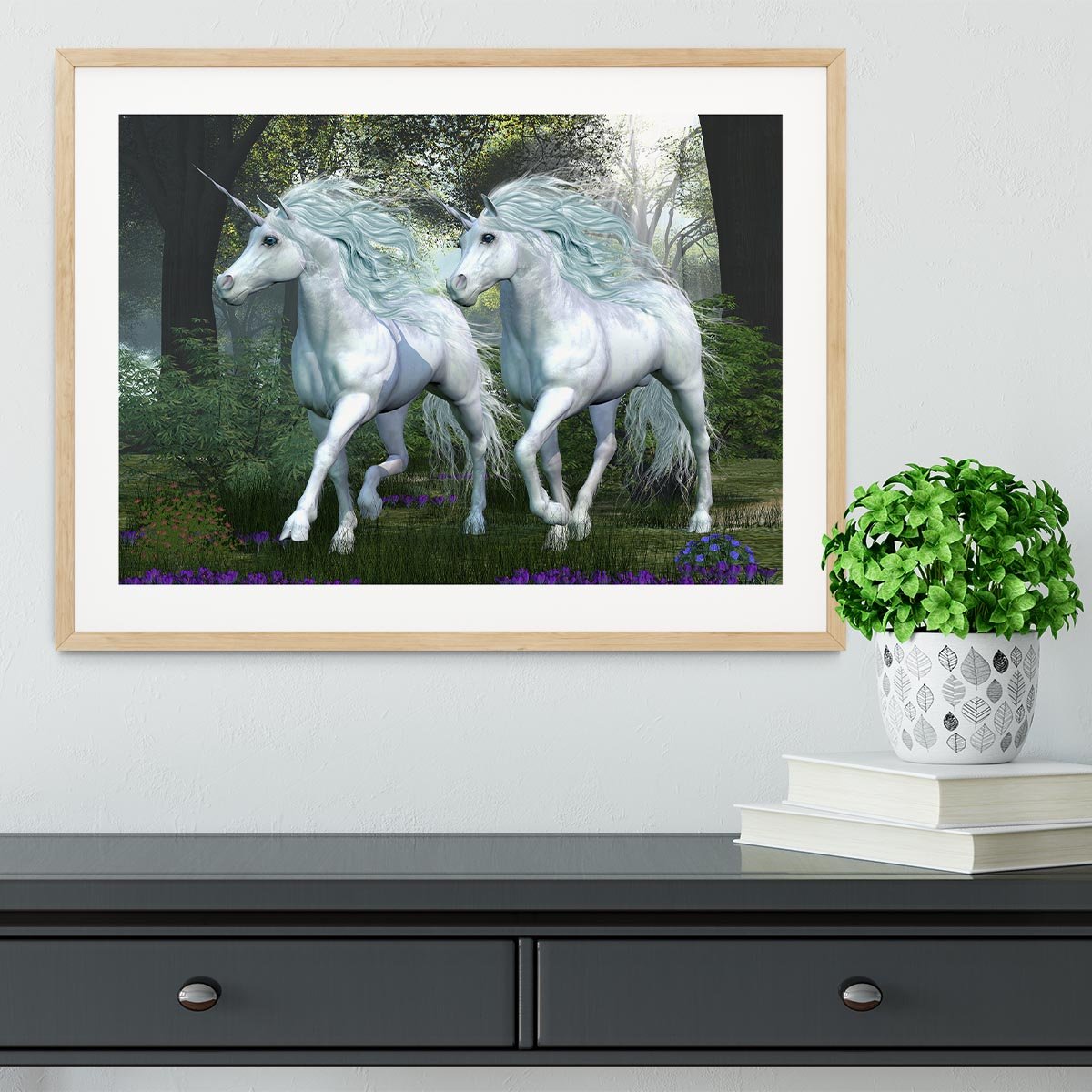 Unicorn Elm Forest Framed Print - Canvas Art Rocks - 3