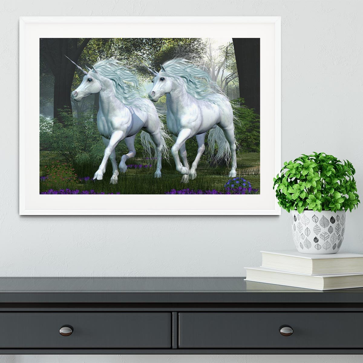 Unicorn Elm Forest Framed Print - Canvas Art Rocks - 5