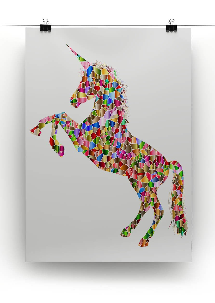 Unicorn Jumping Mosaic Canvas Print or Poster - Canvas Art Rocks