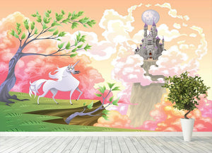 Unicorn and mythological landscape Wall Mural Wallpaper - Canvas Art Rocks - 4