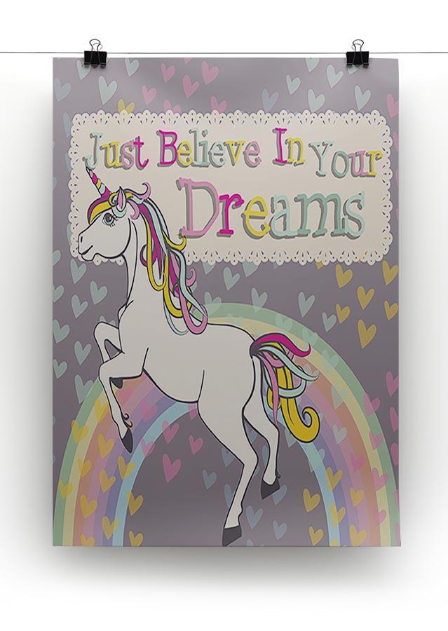 Unicorn believe in your dreams Canvas Print or Poster - Canvas Art Rocks - 2