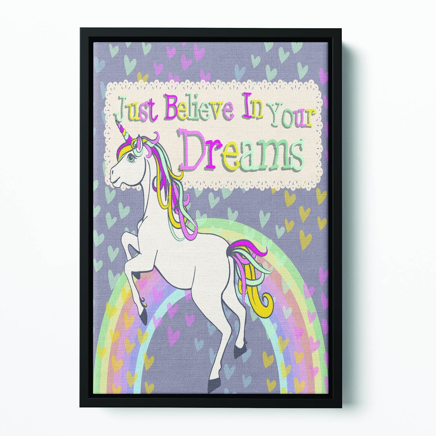 Unicorn believe in your dreams Floating Framed Canvas