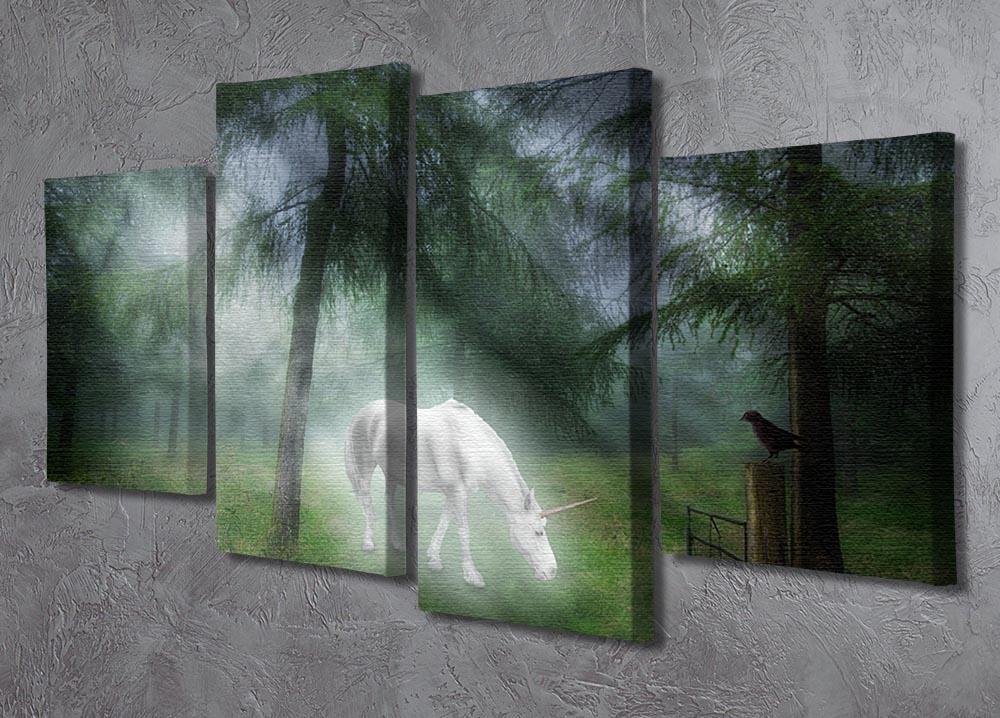 Unicorn in a magical forest 4 Split Panel Canvas  - Canvas Art Rocks - 2