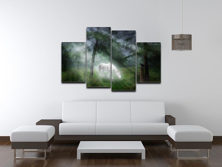 Unicorn in a magical forest 4 Split Panel Canvas  - Canvas Art Rocks - 3