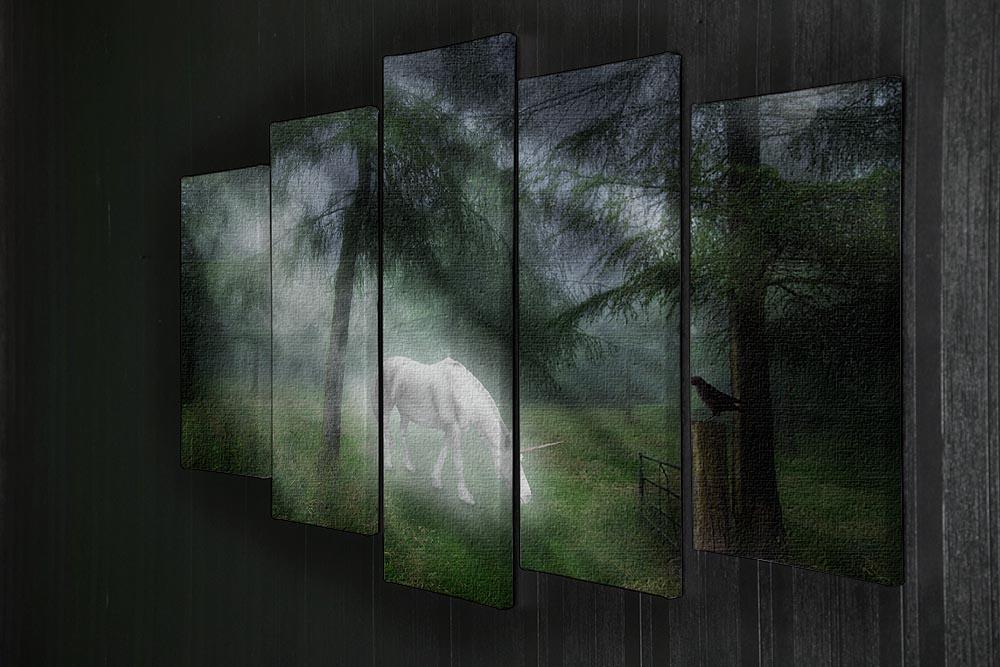 Unicorn in a magical forest 5 Split Panel Canvas  - Canvas Art Rocks - 2