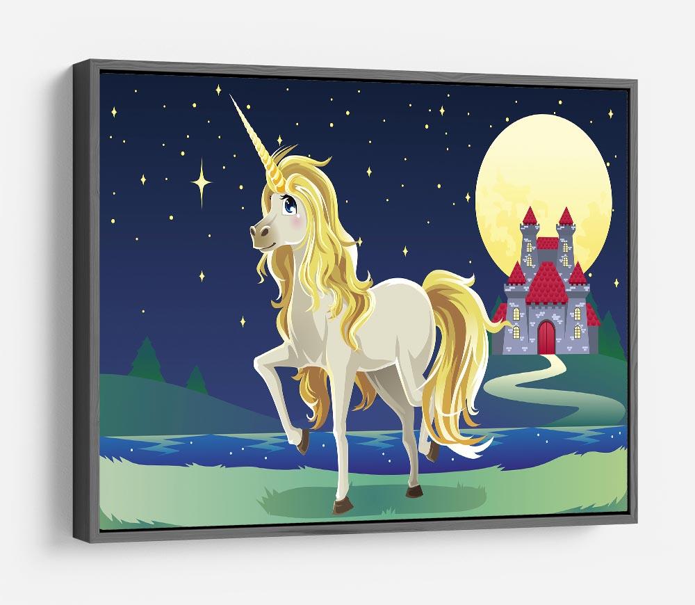 Unicorn outside of a castle HD Metal Print