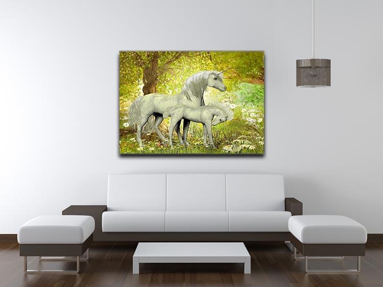 Unicorns and White Daisies Canvas Print or Poster - Canvas Art Rocks - 4