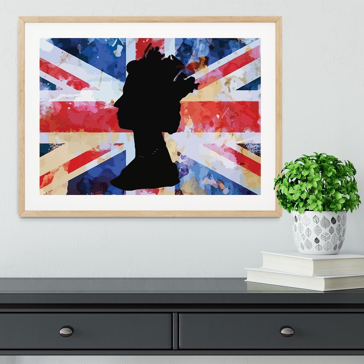 Union Jack Queen in Silhouette Framed Print - Canvas Art Rocks - 3