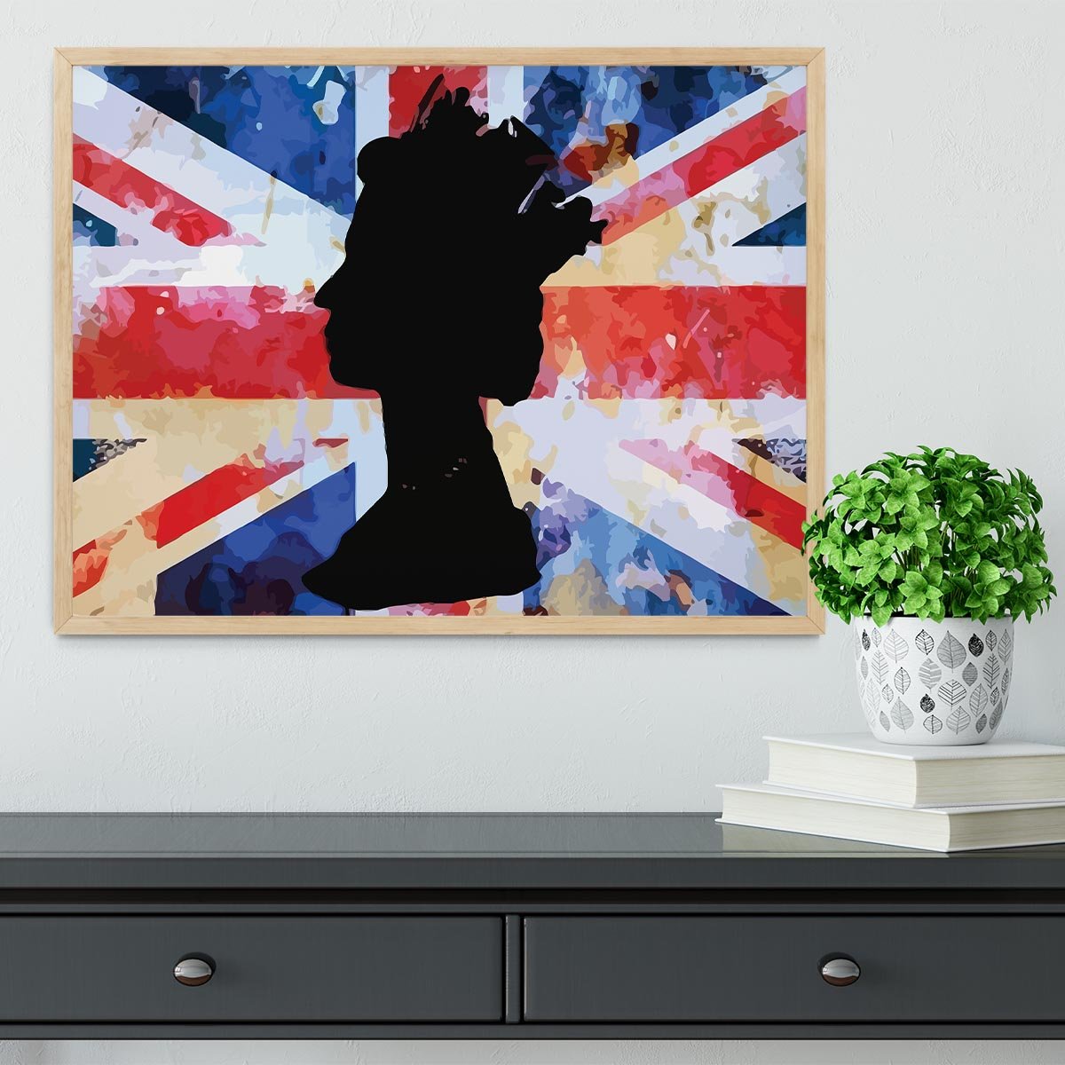 Union Jack Queen in Silhouette Framed Print - Canvas Art Rocks - 4