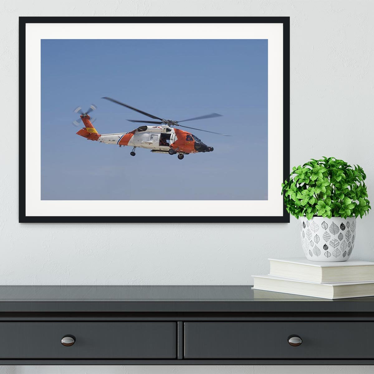 United States Coast Guard helicopter Framed Print - Canvas Art Rocks - 1